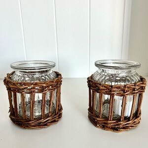 willow wrapped glass votives